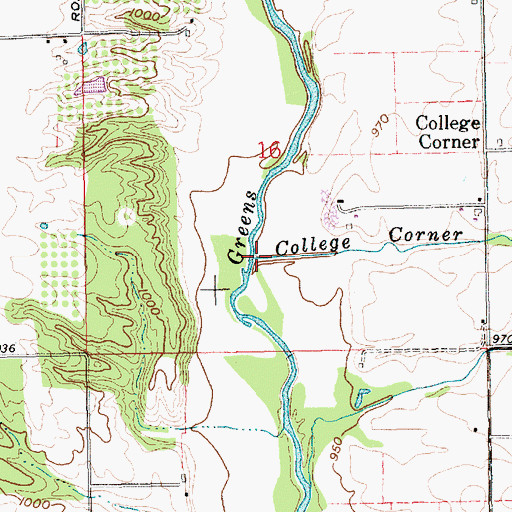 Topographic Map of College Corner Branch, IN