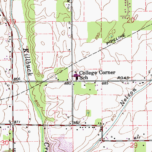 Topographic Map of College Corner Elementary School, IN