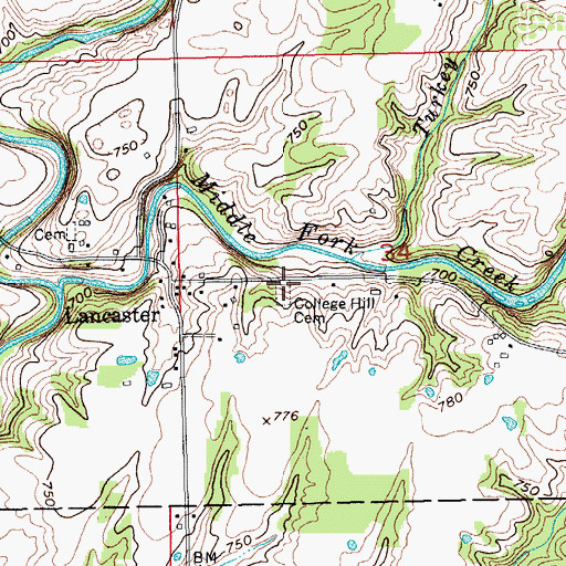 Topographic Map of College Hill Cemetery, IN