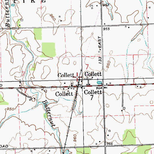 Topographic Map of Collett, IN