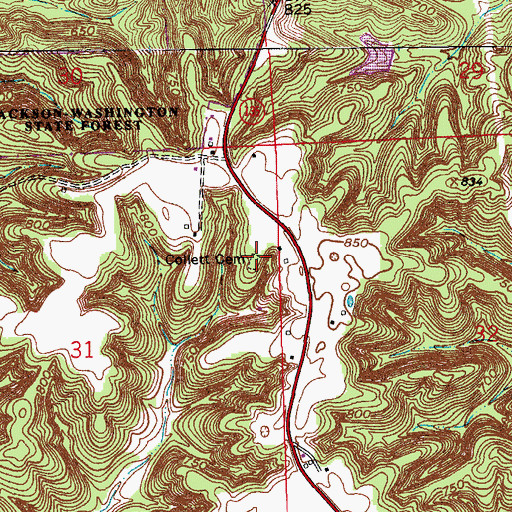 Topographic Map of Collett Cemetery, IN