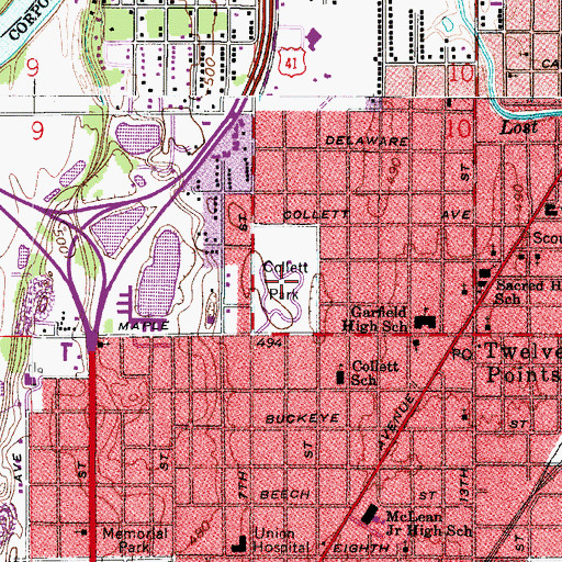 Topographic Map of Collett Park, IN