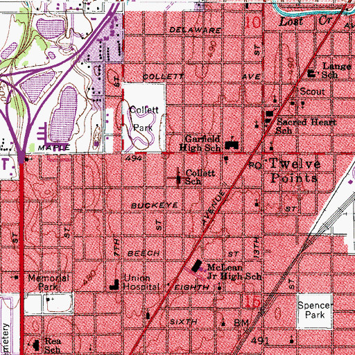Topographic Map of Collett School, IN