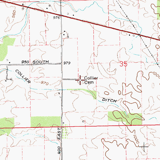 Topographic Map of Collier Cemetery, IN