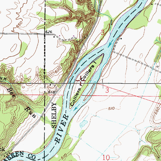 Topographic Map of Colliers Island, IN
