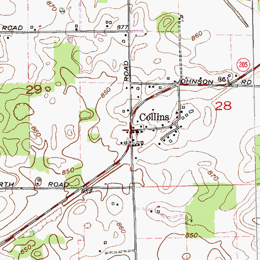 Topographic Map of Collins, IN