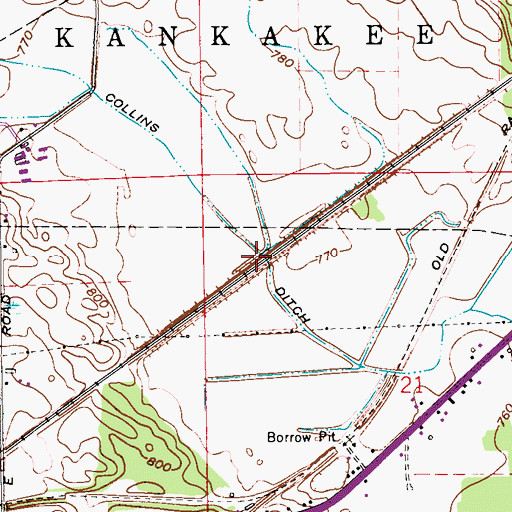 Topographic Map of Collins Ditch, IN