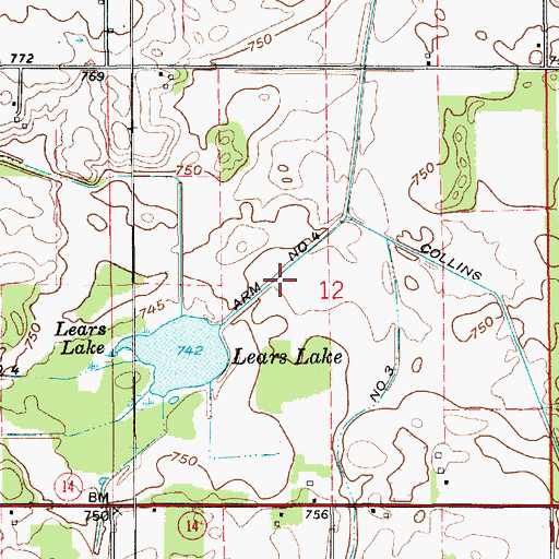 Topographic Map of Collins Ditch Arm Number Four, IN