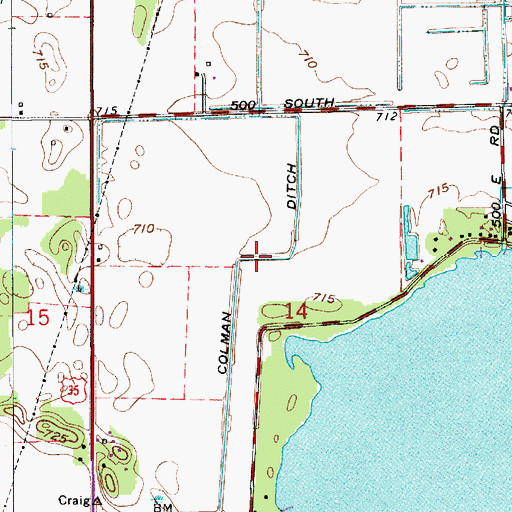Topographic Map of Colman Ditch, IN