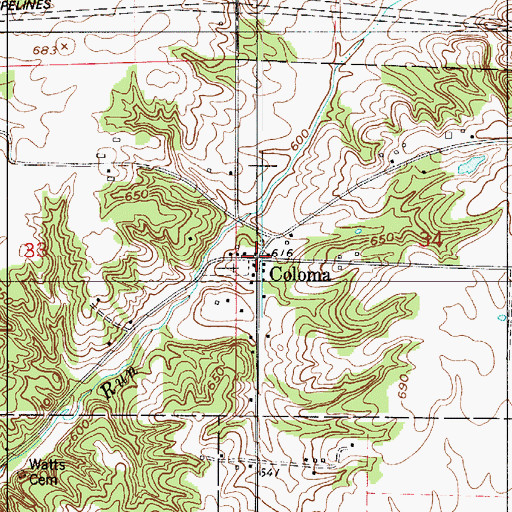 Topographic Map of Coloma, IN