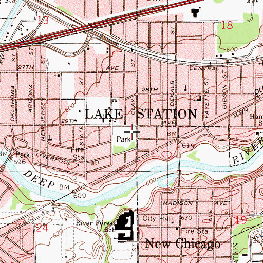 Topographic Map of Columbus School, IN