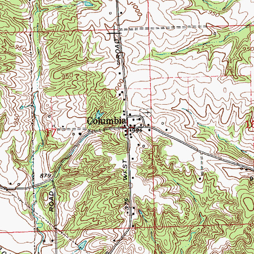 Topographic Map of Columbia, IN