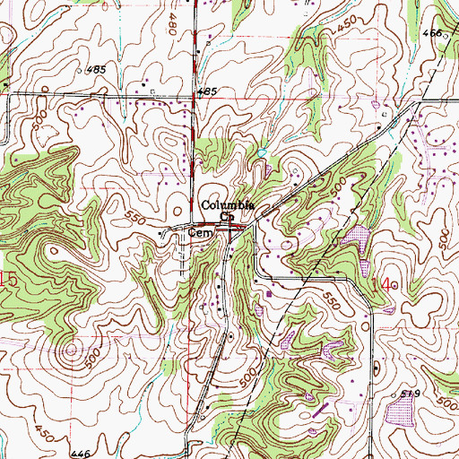 Topographic Map of Columbia Church, IN