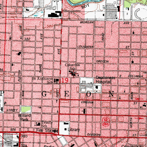 Topographic Map of Columbia School, IN