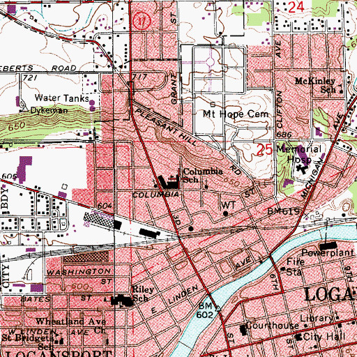 Topographic Map of Columbia Middle School, IN