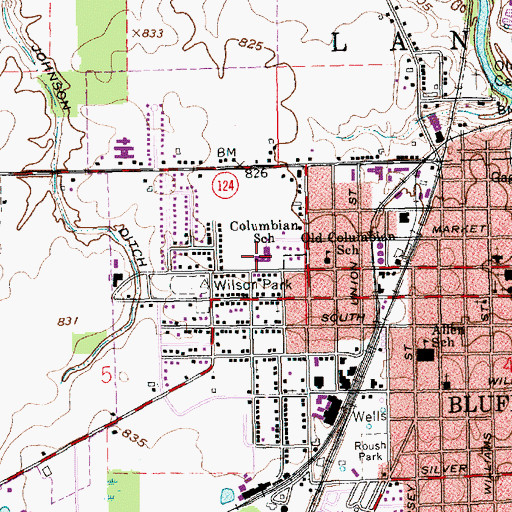 Topographic Map of Columbian Elementary School, IN