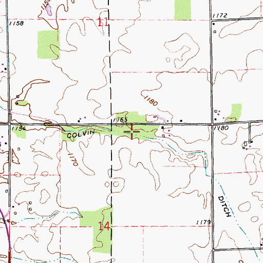 Topographic Map of Colvin Ditch, IN