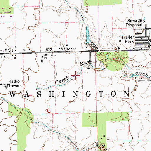 Topographic Map of Comb Run Ditch, IN