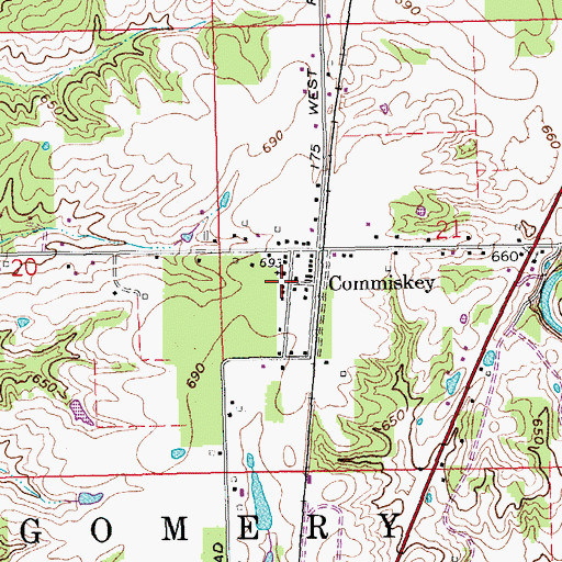 Topographic Map of Commiskey, IN