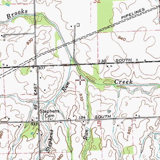 Topographic Map of Como Run, IN