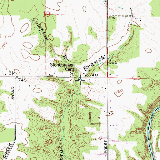 Topographic Map of Compton Branch, IN