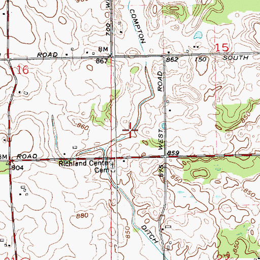 Topographic Map of Compton Ditch, IN