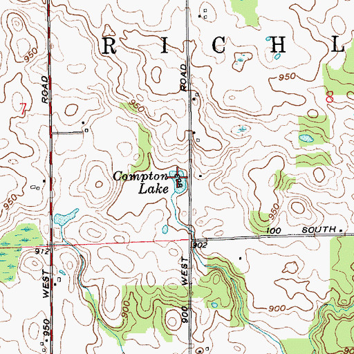 Topographic Map of Compton Lake, IN