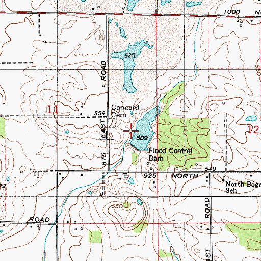 Topographic Map of Concord Cemetery, IN