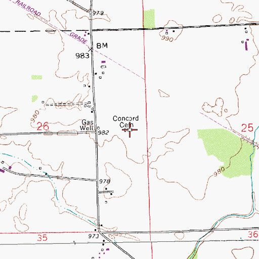 Topographic Map of Concord Cemetery, IN