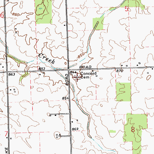 Topographic Map of Concord Cemetery, IN