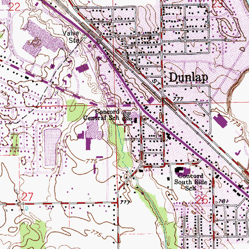 Topographic Map of Concord Central School, IN