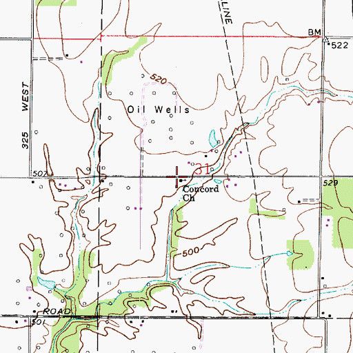 Topographic Map of Concord Church, IN