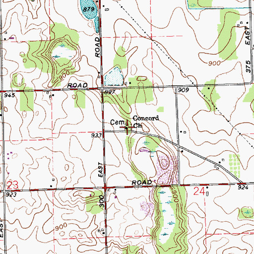 Topographic Map of Concord Church, IN