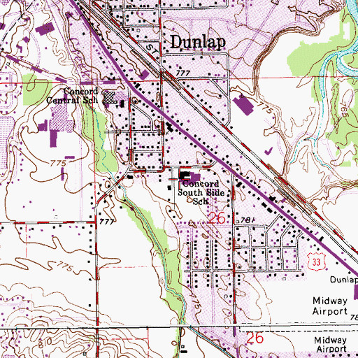 Topographic Map of Concord South Side Elementary School, IN