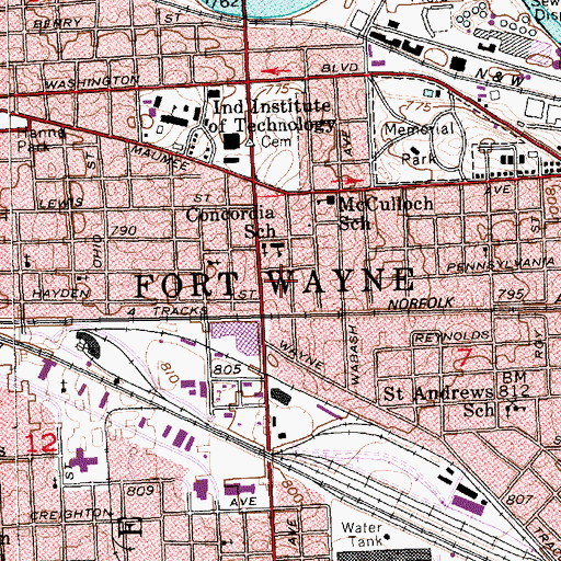 Topographic Map of Concordia Lutheran School, IN