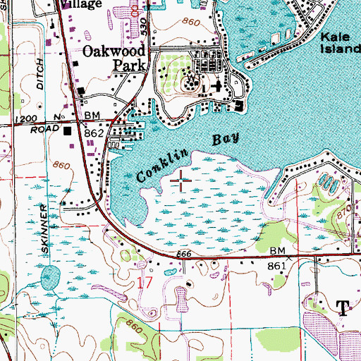 Topographic Map of Conklin Bay, IN