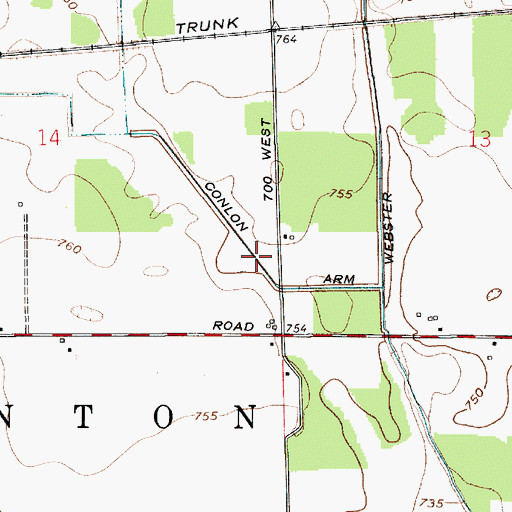 Topographic Map of Conlon Arm, IN