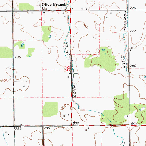 Topographic Map of Conn Ditch, IN