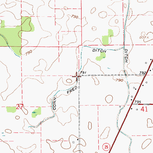 Topographic Map of Conn Fred Ditch, IN