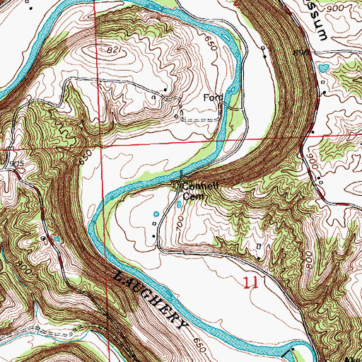 Topographic Map of Connell Cemetery, IN