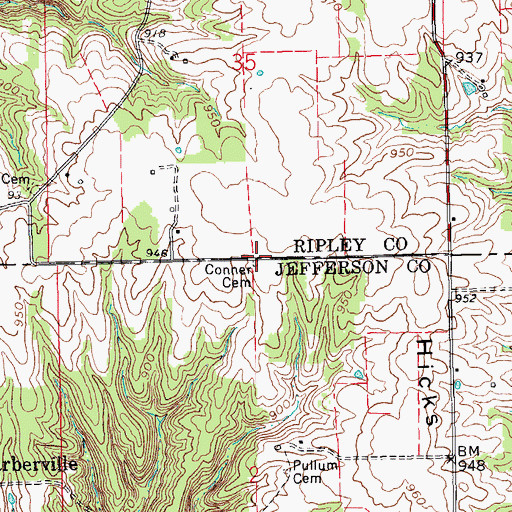 Topographic Map of Conner Cemetery, IN