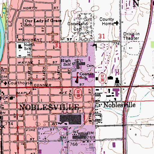 Topographic Map of Conner Elementary School, IN