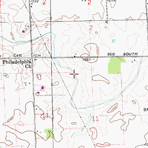 Topographic Map of Conningham Ditch, IN