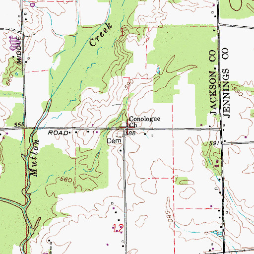 Topographic Map of Conologue Church, IN