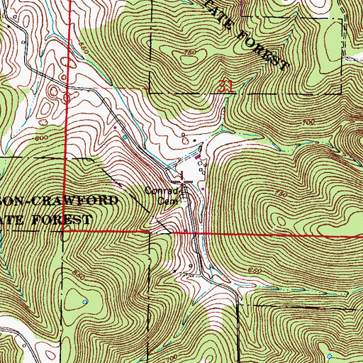 Topographic Map of Conrad Cemetery, IN