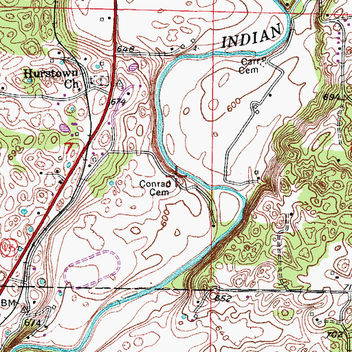 Topographic Map of Conrad Cemetery, IN
