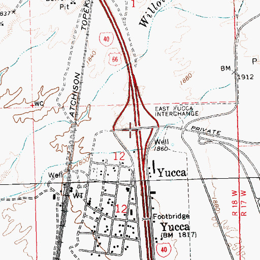 Topographic Map of East Yucca Interchange, AZ