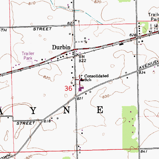 Topographic Map of Consolidated School (historical), IN
