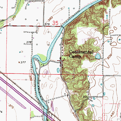 Topographic Map of Continental Camp, IN