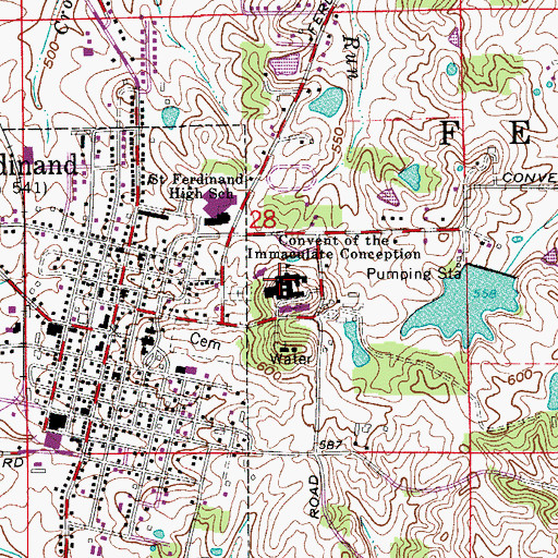 Topographic Map of Convent of the Immaculate Conception, IN